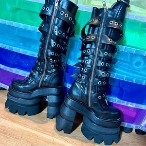 Dolls kill platform goth boots